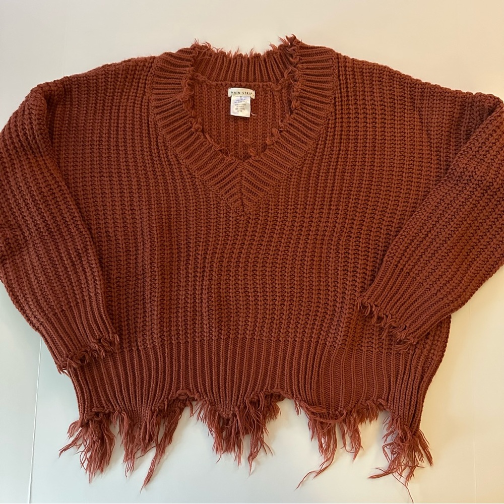 Main Strip Fringe Sweater